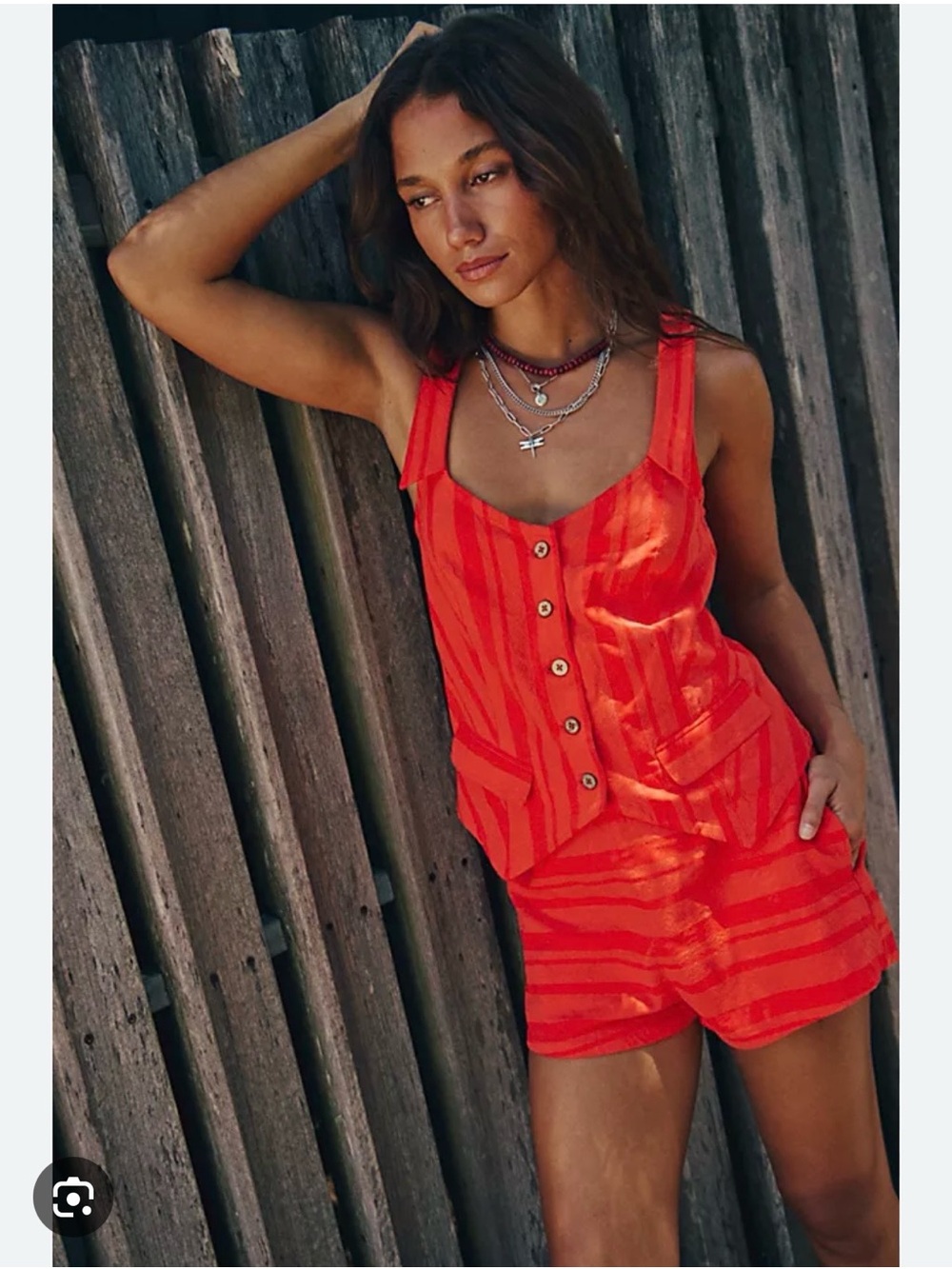 Free People Cars Short Set - Tomato Red - Small